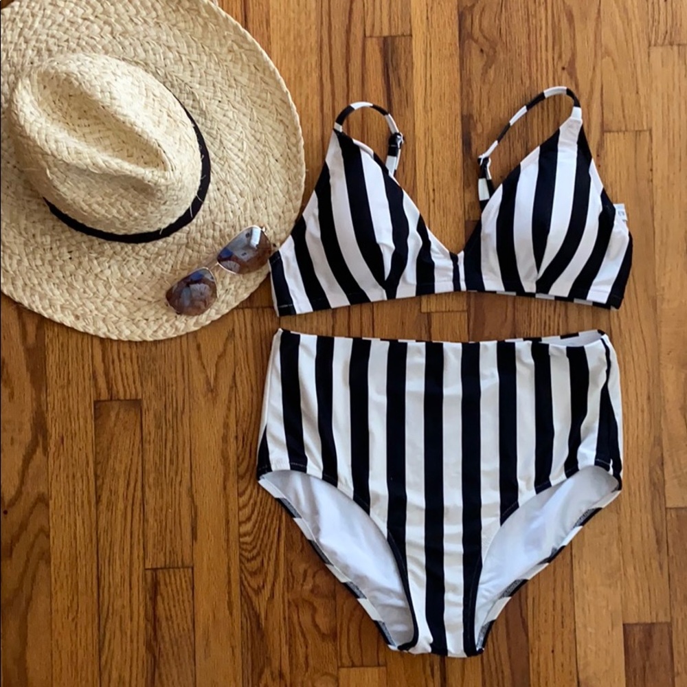 J. Crew two piece striped swimsuit